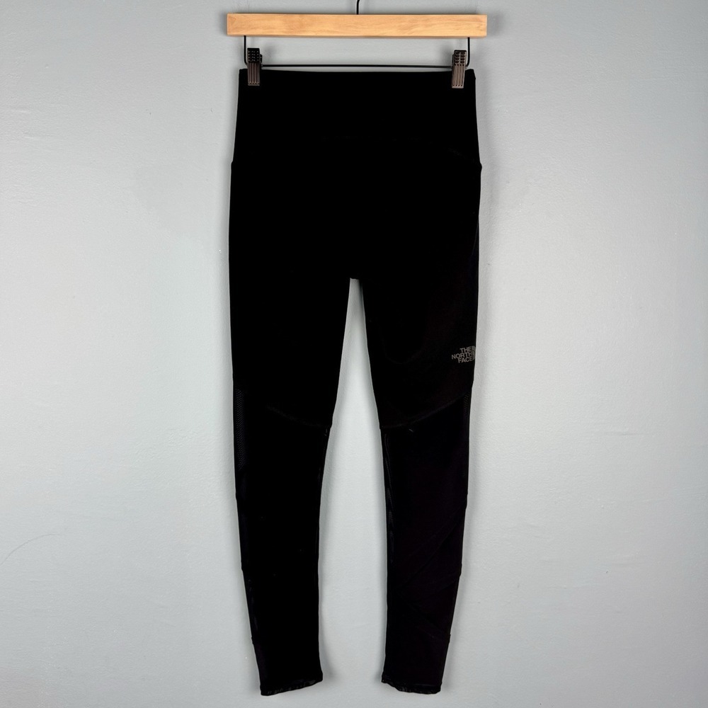 The North Face Womens Small Regular Black Stretch Mesh Spell Out Leggings